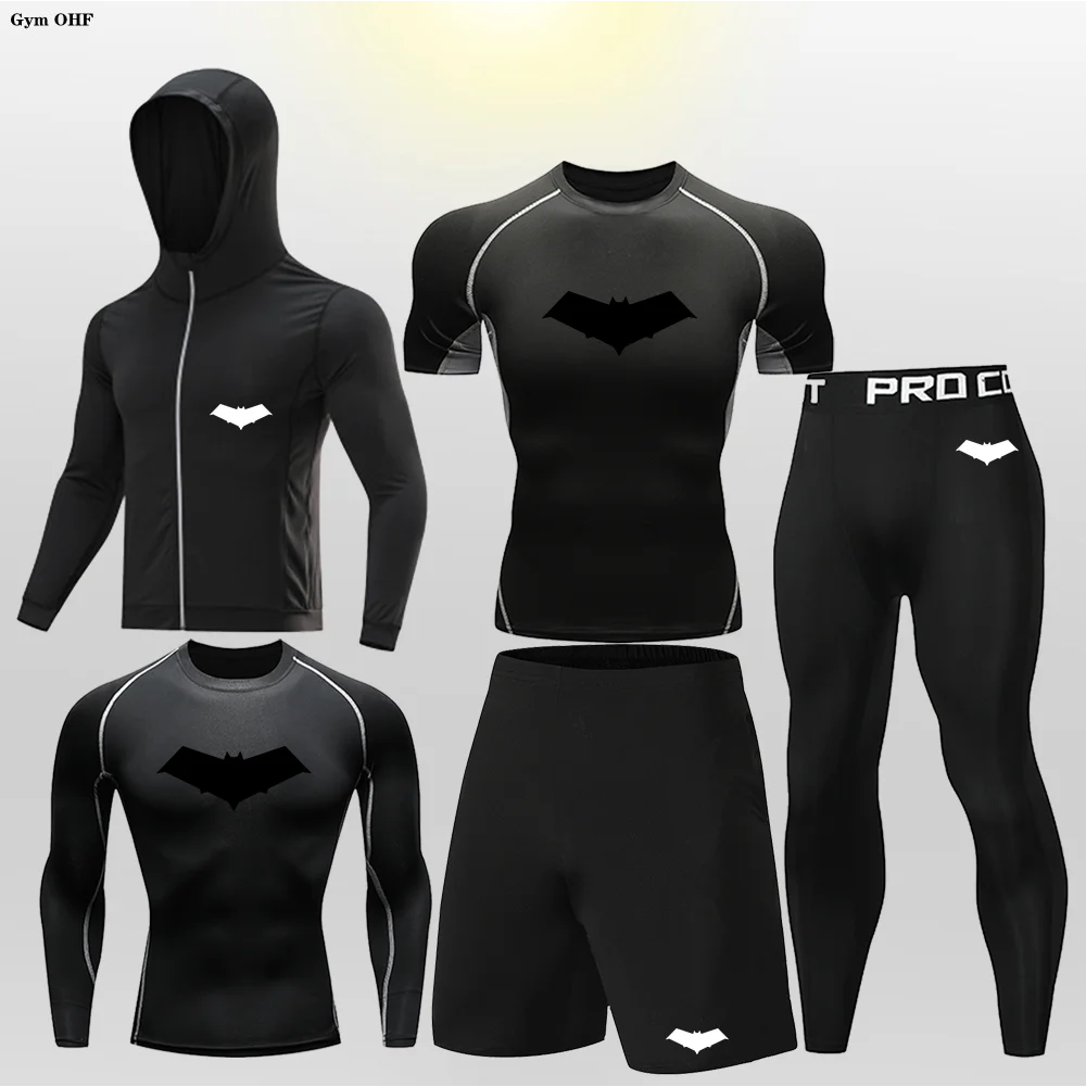 Bat Print Children's Gym Fitness Tracksuit Compression Basketball Sport Suit Clothes Running Jogging Sport Wear Exercise Workout