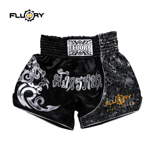Fluory Printing Fight Shorts Boxing Shorts Embroidery  Patches Muay Thai Shorts