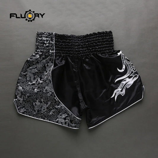 Fluory Printing Fight Shorts Boxing Shorts Embroidery  Patches Muay Thai Shorts