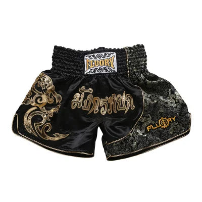 Fluory Printing Fight Shorts Boxing Shorts Embroidery  Patches Muay Thai Shorts