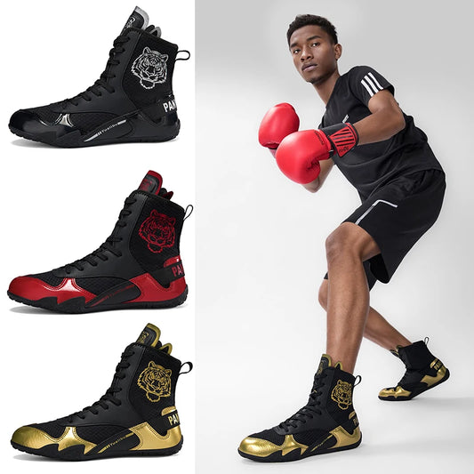 Men's Professional Shock Boxer Fighting Sport Boots Non-slip Unisex Fighting Wrestling Shoes Women's Boxing Breathable Sneakers