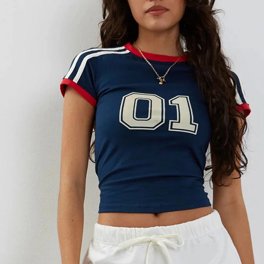 Letter Embroidery Gothic Crop Top