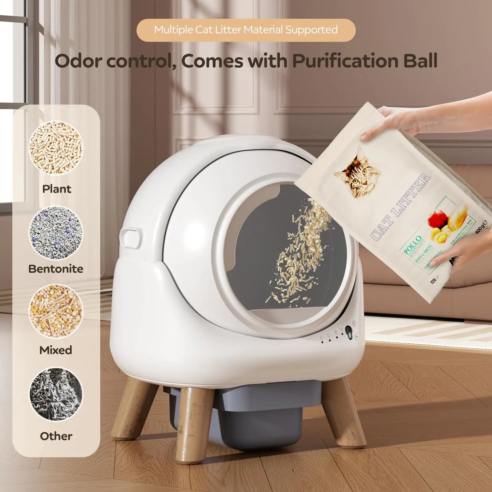 Self Cleaning Litter Box for Multiple Cat Smart Cats Toilet Robot with APP Control Fully Automatic Cleaning Cat Litter Box