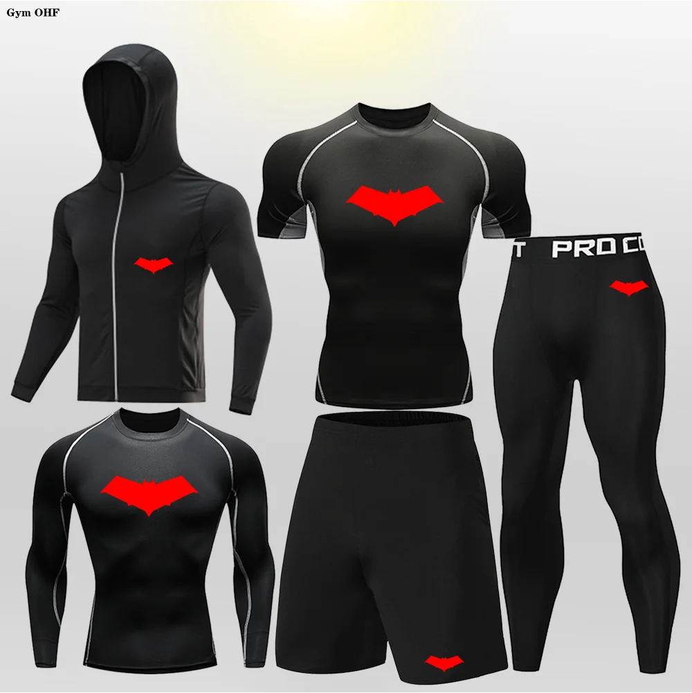 Bat Print Children's Gym Fitness Tracksuit Compression Basketball Sport Suit Clothes Running Jogging Sport Wear Exercise Workout