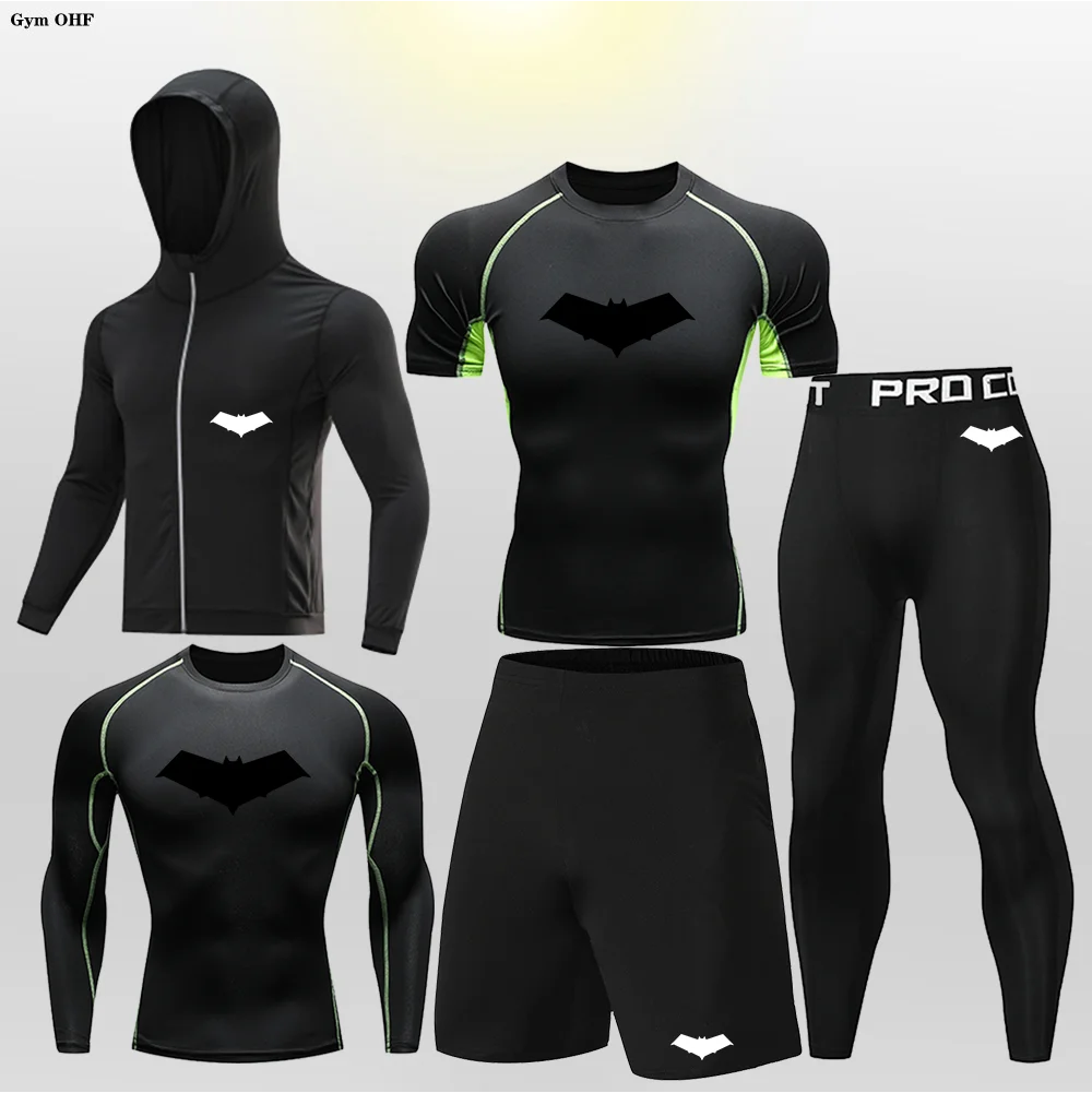 Bat Print Children's Gym Fitness Tracksuit Compression Basketball Sport Suit Clothes Running Jogging Sport Wear Exercise Workout