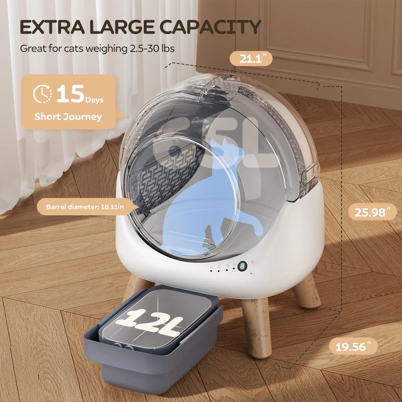 Self Cleaning Litter Box for Multiple Cat Smart Cats Toilet Robot with APP Control Fully Automatic Cleaning Cat Litter Box