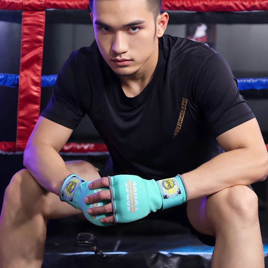 Adult child Gel half finger boxing gloves Boxing Muay Thai free training lazy people fast binding hand strap strap men and women
