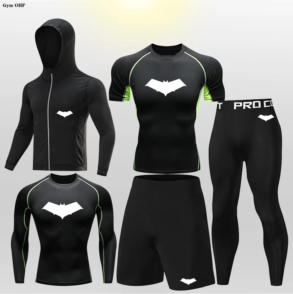 Bat Print Children's Gym Fitness Tracksuit Compression Basketball Sport Suit Clothes Running Jogging Sport Wear Exercise Workout