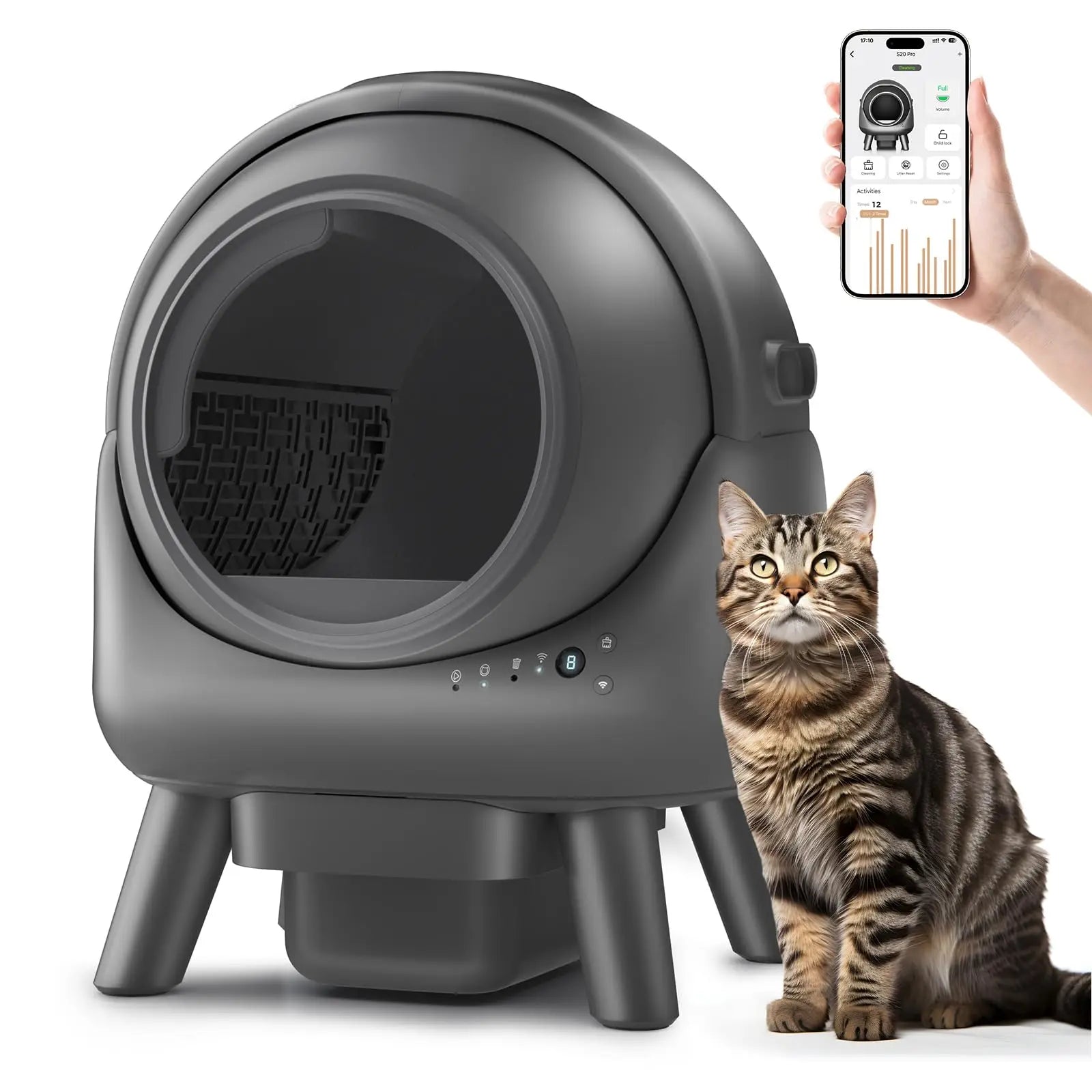 Self Cleaning Litter Box for Multiple Cat Smart Cats Toilet Robot with APP Control Fully Automatic Cleaning Cat Litter Box