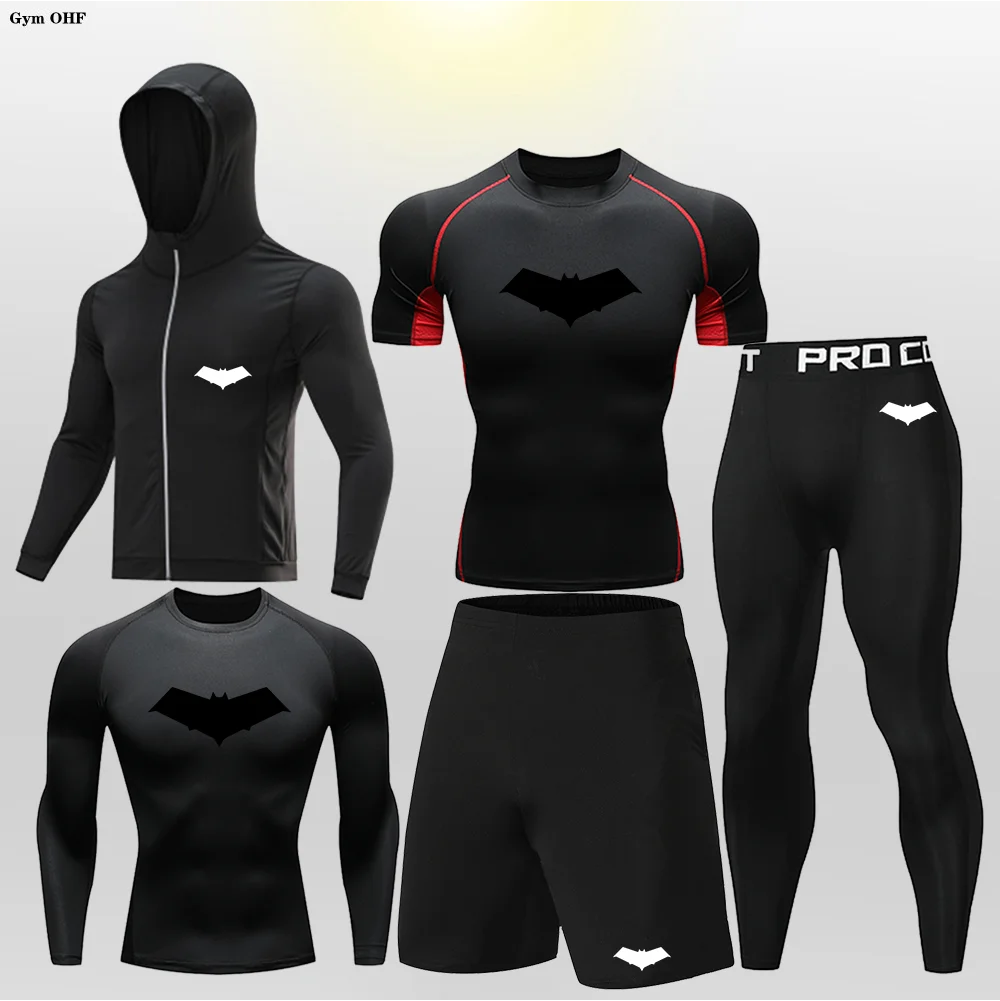 Bat Print Children's Gym Fitness Tracksuit Compression Basketball Sport Suit Clothes Running Jogging Sport Wear Exercise Workout