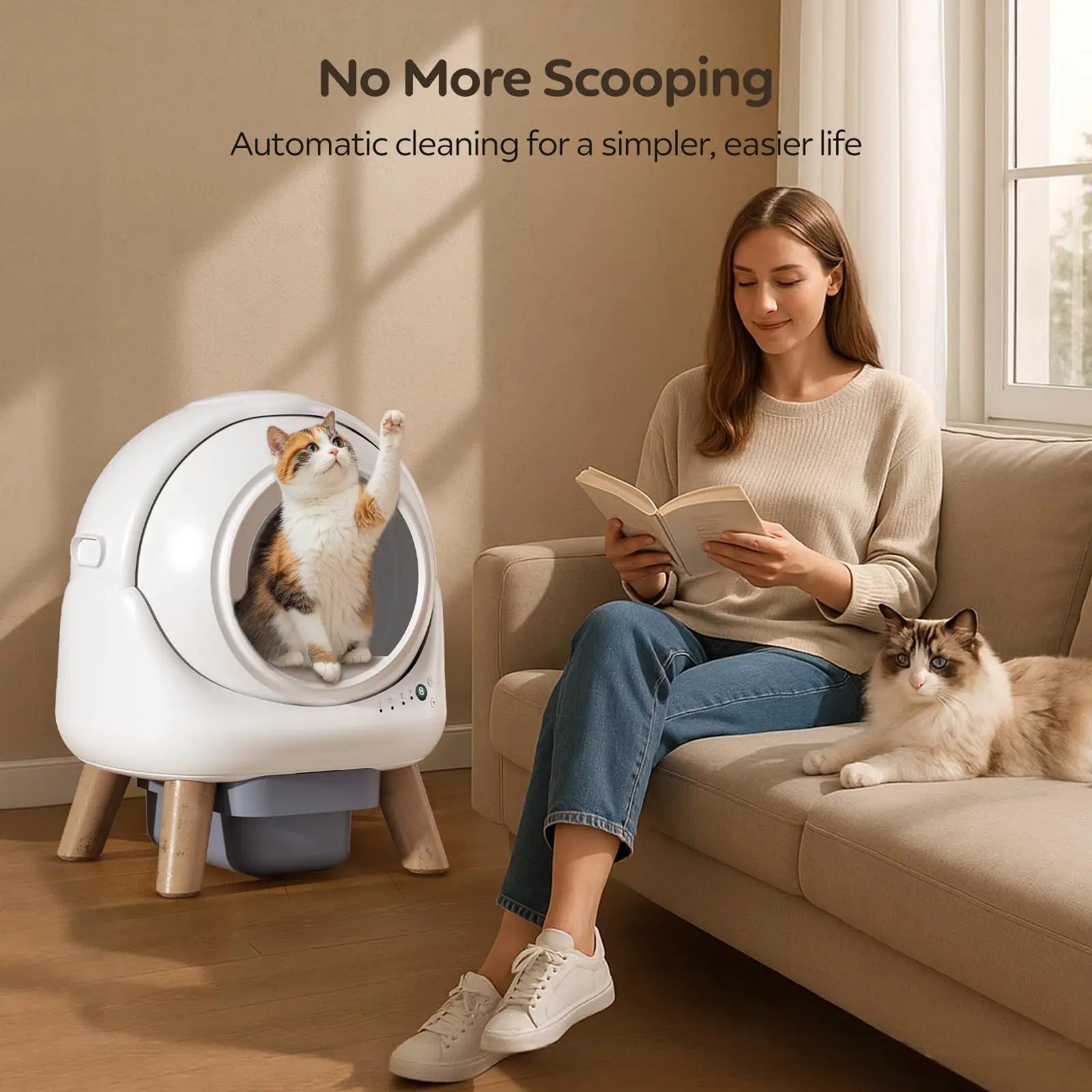 Self Cleaning Litter Box for Multiple Cat Smart Cats Toilet Robot with APP Control Fully Automatic Cleaning Cat Litter Box