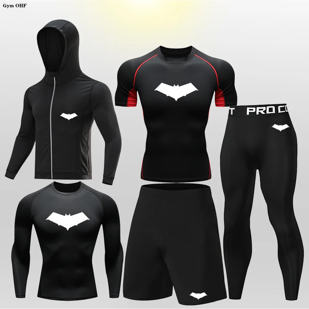 Bat Print Children's Gym Fitness Tracksuit Compression Basketball Sport Suit Clothes Running Jogging Sport Wear Exercise Workout