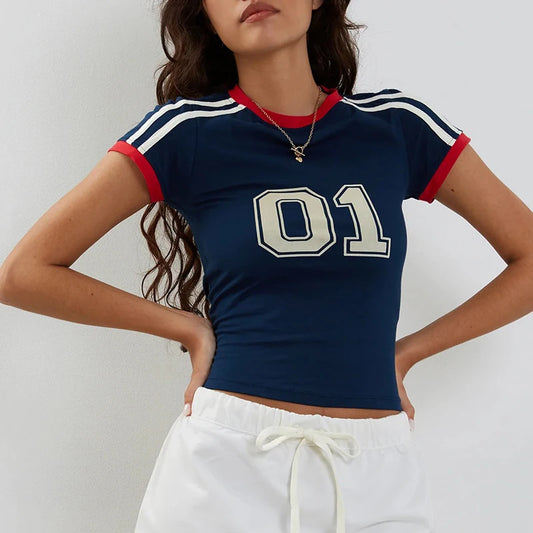 Letter Embroidery Gothic Crop Top