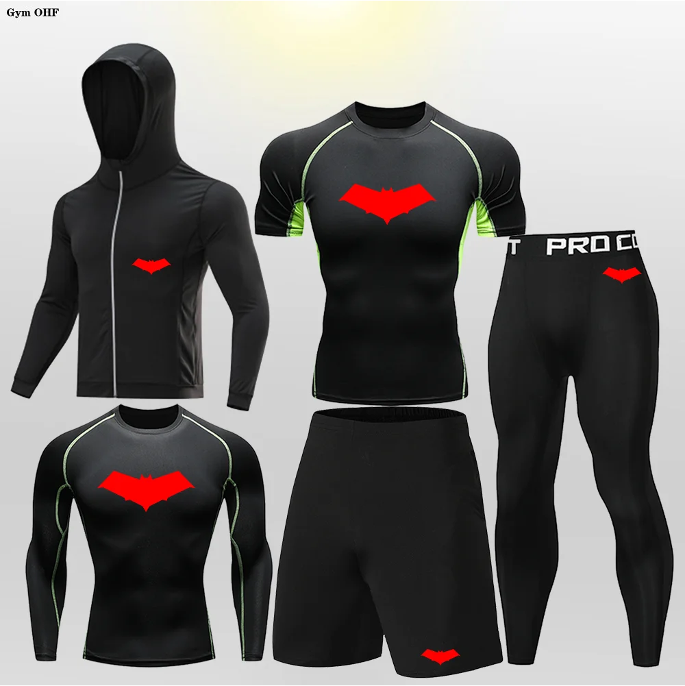 Bat Print Children's Gym Fitness Tracksuit Compression Basketball Sport Suit Clothes Running Jogging Sport Wear Exercise Workout